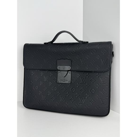 Louis Vuitton Monogram Taurillon S Lock Briefcase Black w/o Strap B-6 - Picture 1 of 16